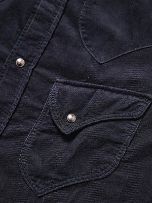 Pure Blue Japan 2236-IDBK Indigo Corduroy Curved Pocket Shirt