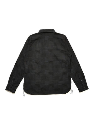 Pure Blue Japan 2239-BK Jacquard Patchwork Shirt - Double Black
