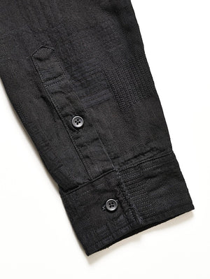 Pure Blue Japan 2239-BK Jacquard Patchwork Shirt - Double Black