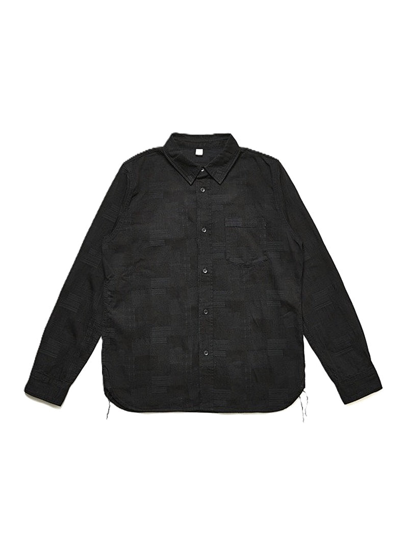 Pure Blue Japan 2239-BK Jacquard Patchwork Shirt - Double Black