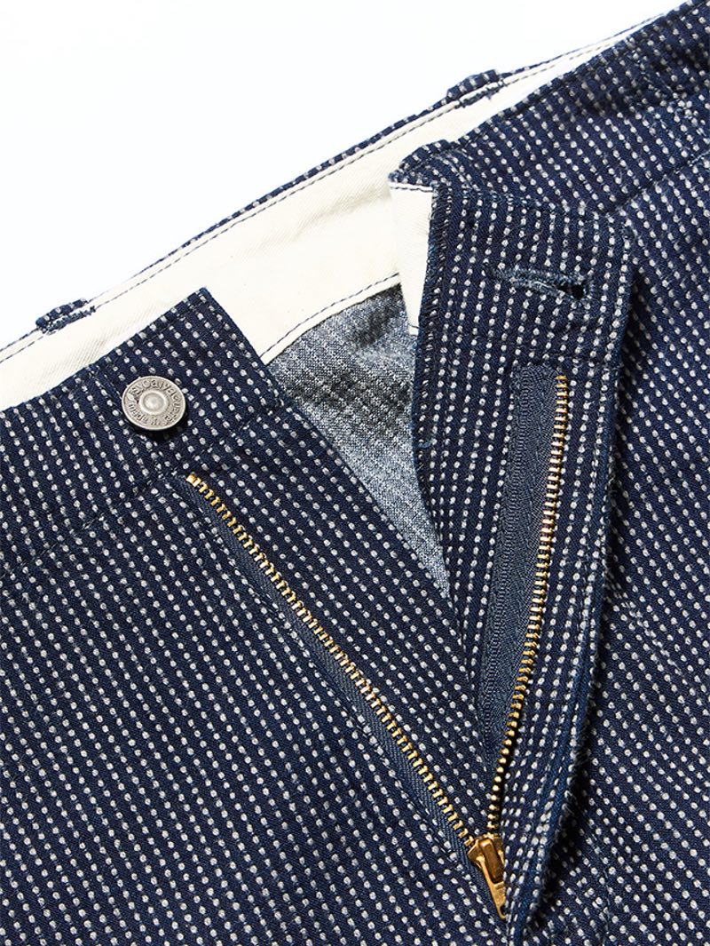 Pure Blue Japan Narrow Stitch Stripe Comfortable Trousers - Indigo x Thin Stripe