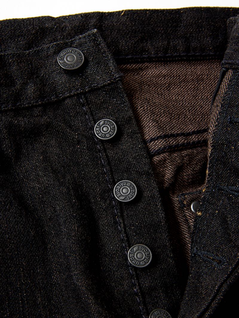 Pure Blue Japan TCD-013-BR 14.5oz Teacore Black x Brown Denim Slim Tapered