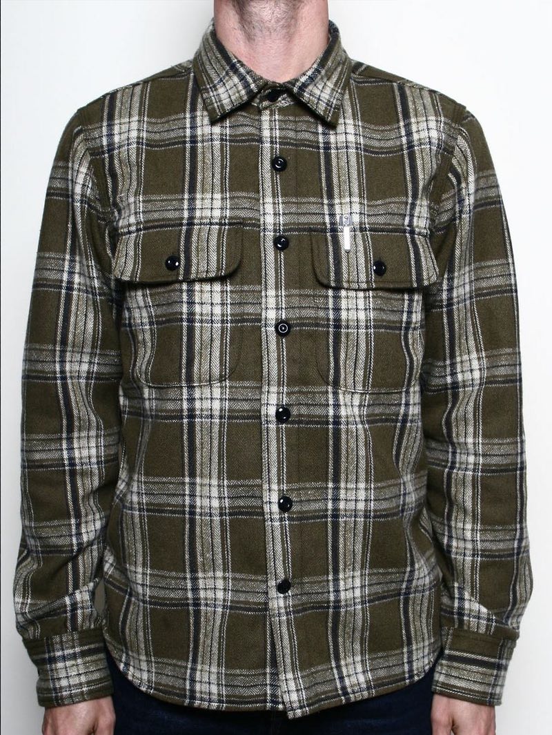 Rogue Territory Field Shirt Olive Plaid Flannel