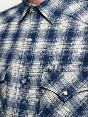 Rogue Territory Navy Plaid Western Shirt
