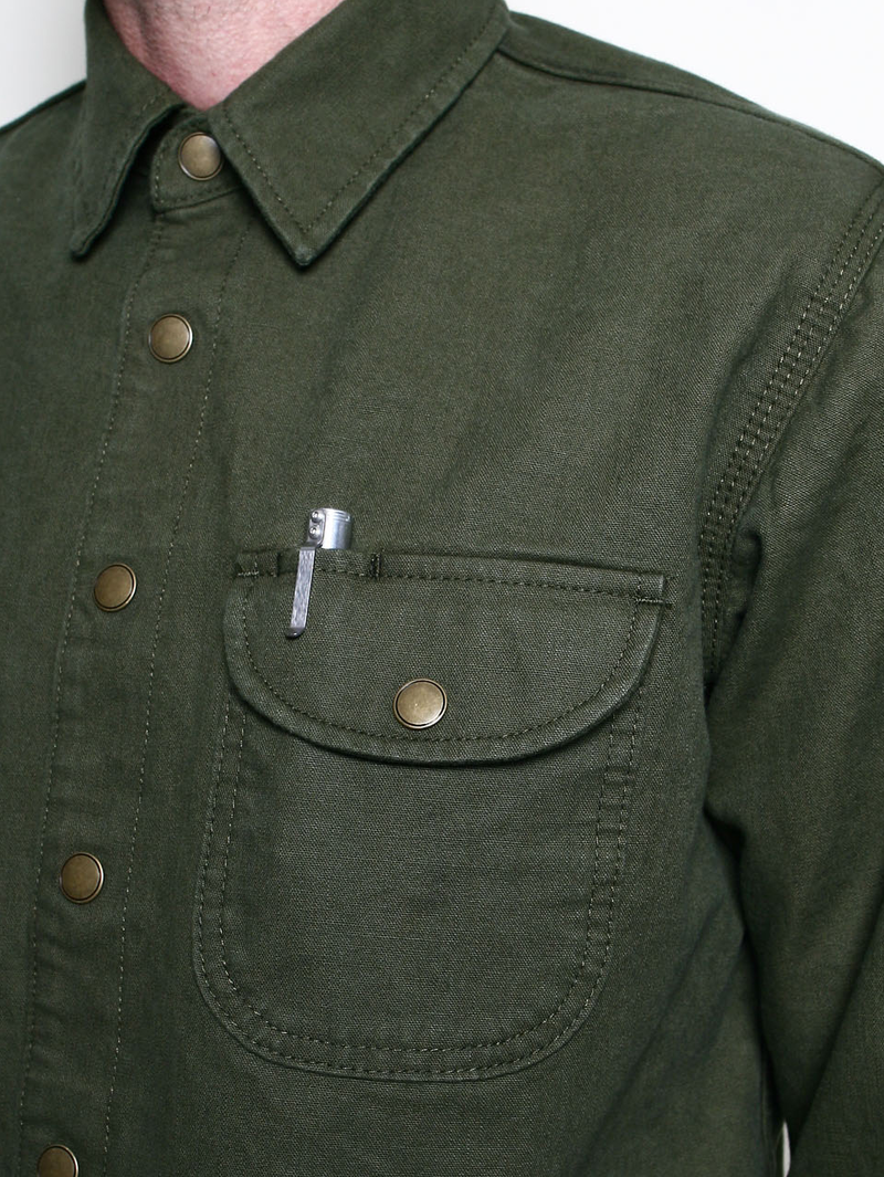 Rogue Territory Olive Dyed Canvas Work Shirt