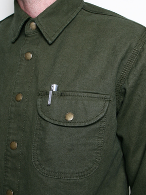 Rogue Territory Olive Dyed Canvas Work Shirt