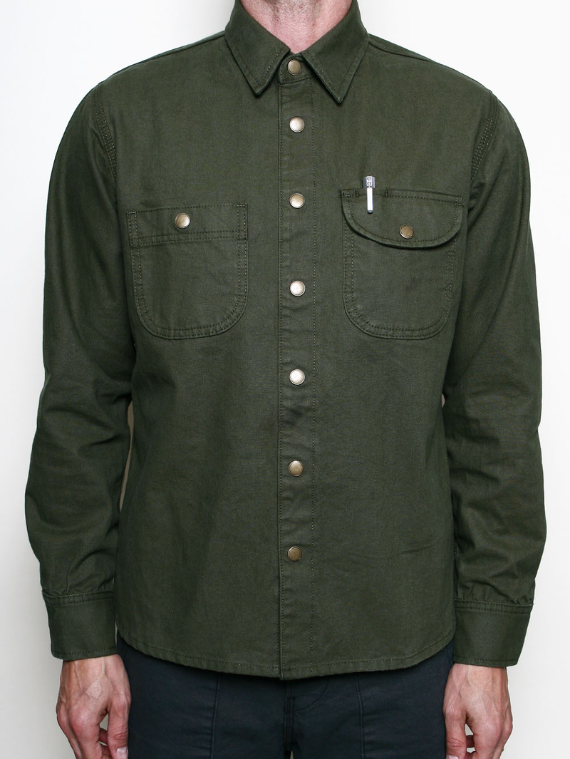 Rogue Territory Olive Dyed Canvas Work Shirt