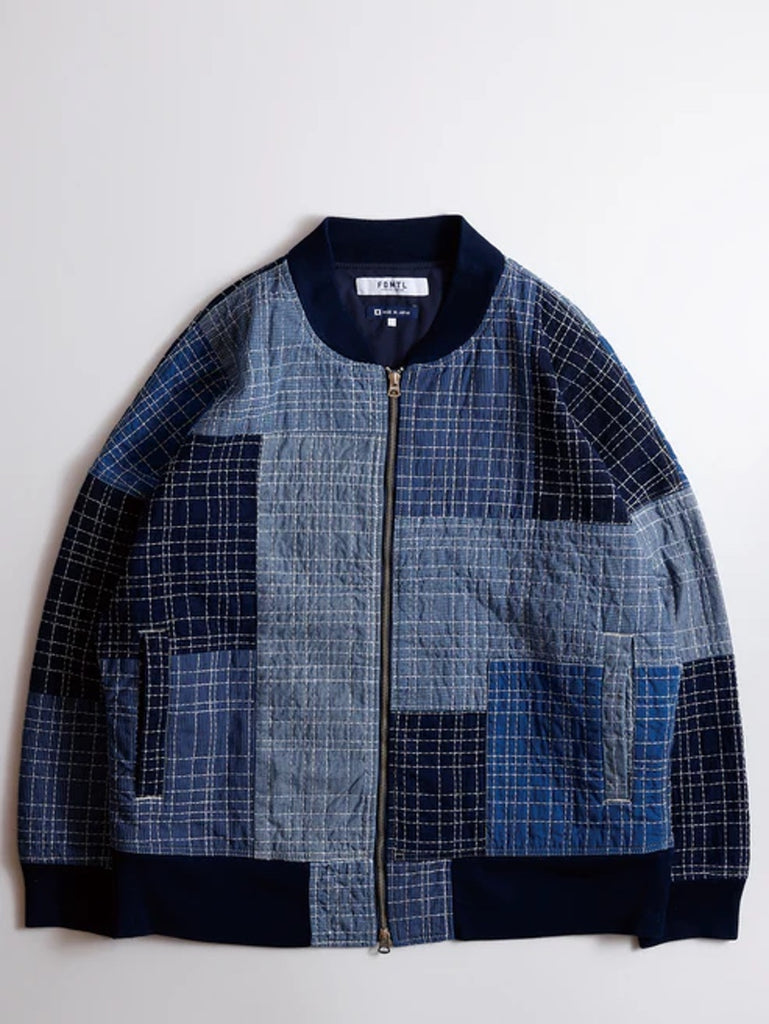 FDMTL INDIGO SASHIKO BOMBER JACKET RINSE - Mildblend Supply Co