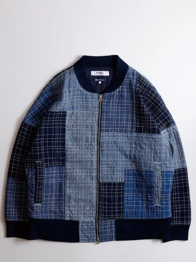 FDMTL INDIGO SASHIKO BOMBER JACKET RINSE - Mildblend Supply Co