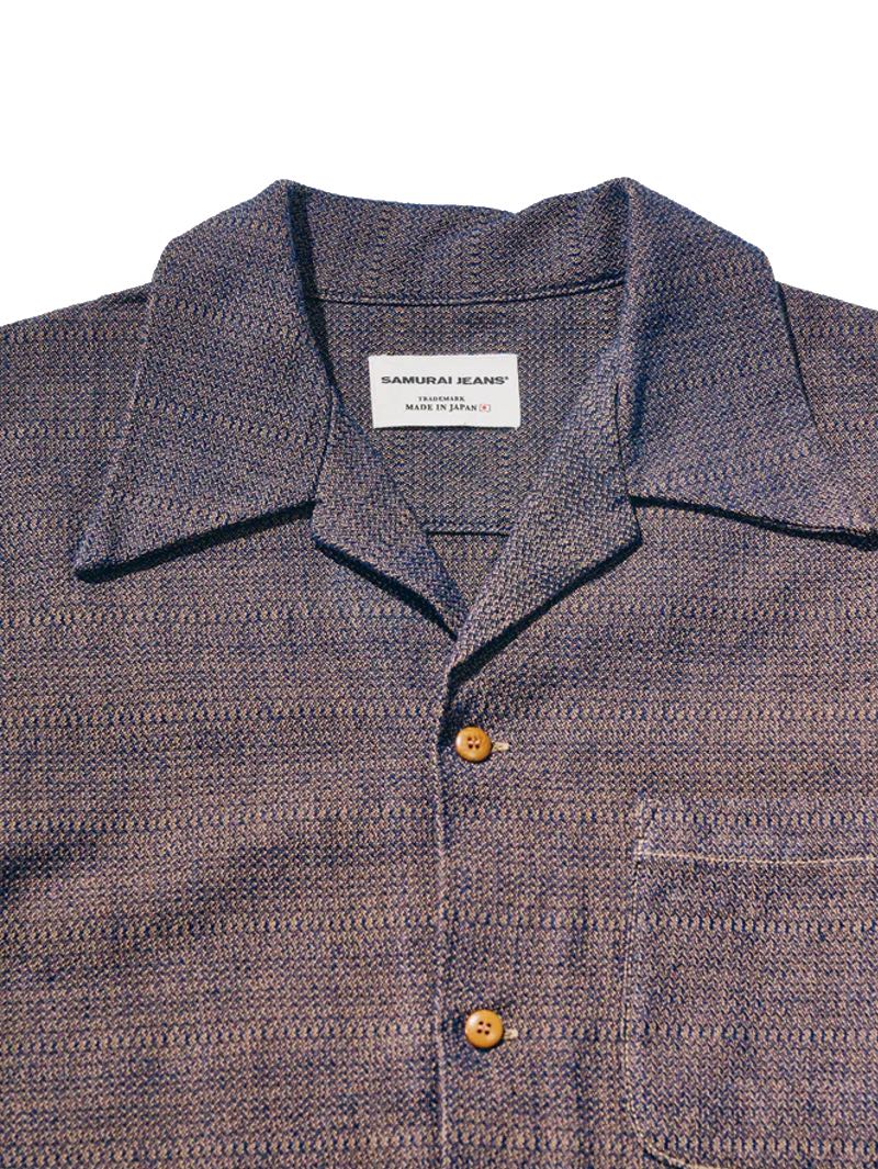 Samurai Jeans SOS26-KSK Kanoko Aimadara Open Collar Shirt