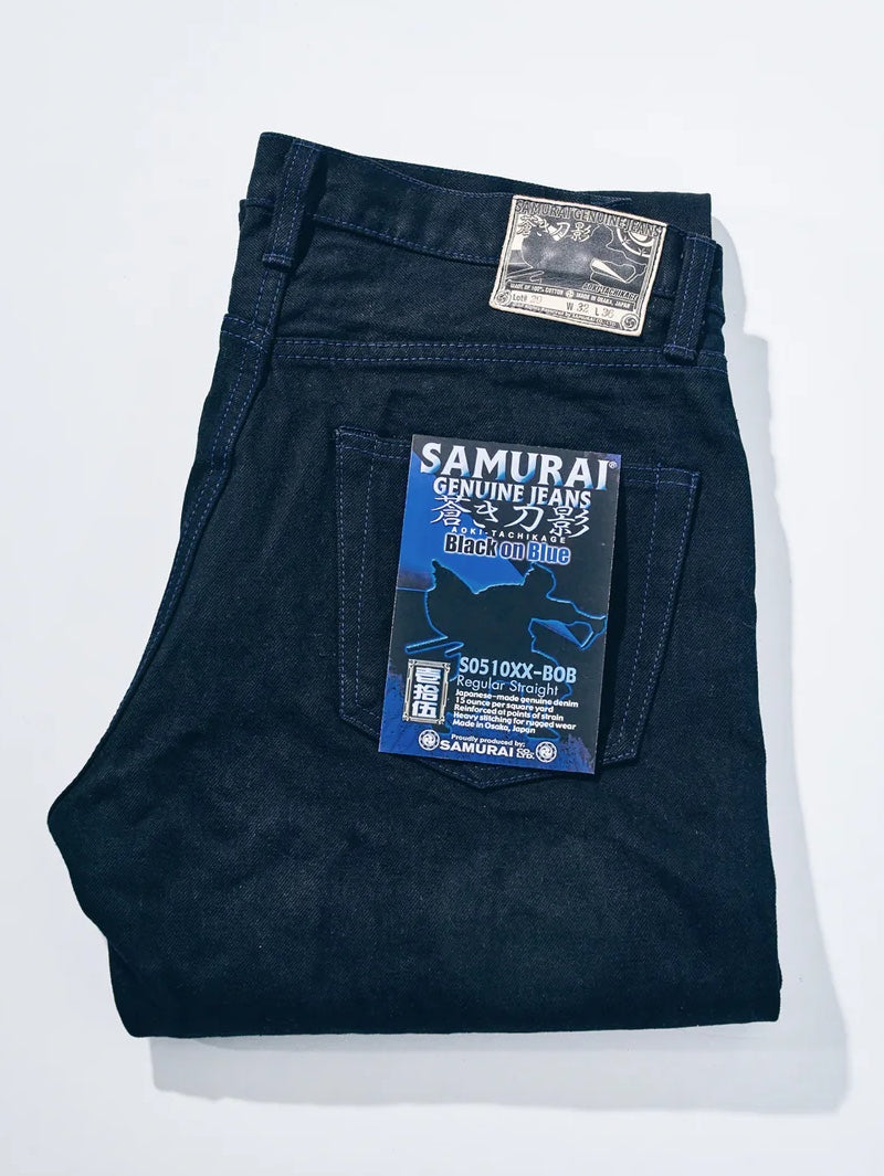 Samurai Jeans S0510XX-BOB (Aoki Tachikage 15oz Black-on-Blue 510