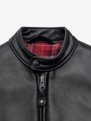 Schott 530 Black Waxed Natural Pebbled Cowhide Café Leather Jacket