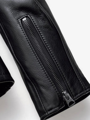 Schott 530 Black Waxed Natural Pebbled Cowhide Café Leather Jacket