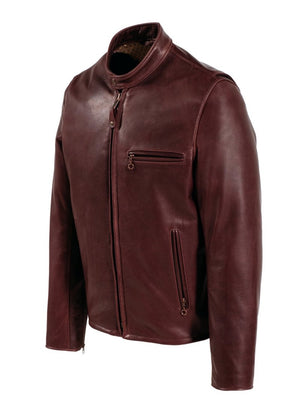 Schott 530 Wine Waxed Natural Pebbled Cowhide Café Leather Jacket