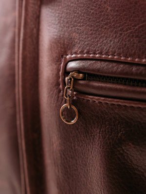 Schott 530 Wine Waxed Natural Pebbled Cowhide Café Leather Jacket