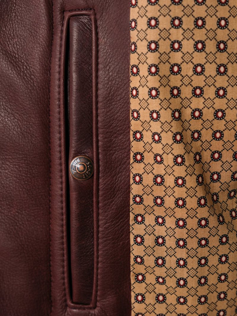 Schott 530 Wine Waxed Natural Pebbled Cowhide Café Leather Jacket