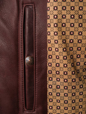 Schott 530 Wine Waxed Natural Pebbled Cowhide Café Leather Jacket