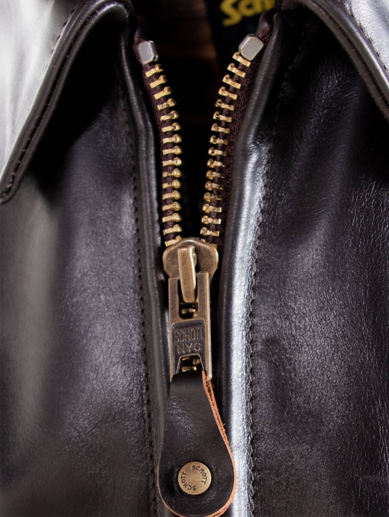 Schott 688 Brown Classic Heavy Cowhide Racer Motorcycle Jacket