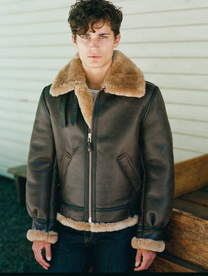 Schott Classic B-3 Sheepskin Leather Bomber Jacket