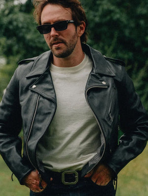Schott P125H Black Laced Horween Horsehide Perfecto® Motorcycle Jacket