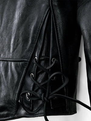 Schott P125H Black Laced Horween Horsehide Perfecto® Motorcycle Jacket