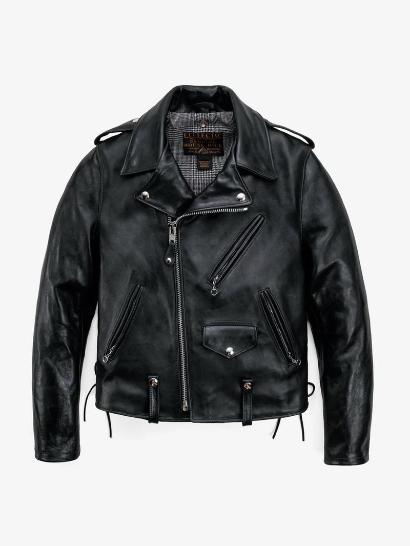 Schott P125H Black Laced Horween Horsehide Perfecto® Motorcycle Jacket