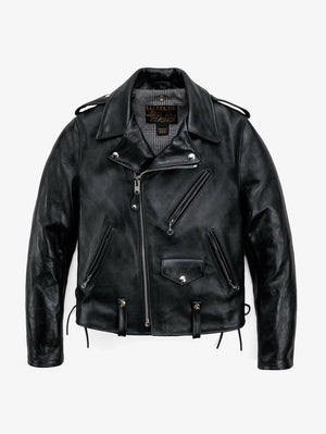 Schott P125H Black Laced Horween Horsehide Perfecto® Motorcycle Jacket