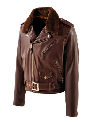 Schott P656H Horsehide Motorcycle Jacket with Detachable Collar