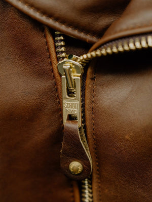 Schott P656H Horsehide Motorcycle Jacket with Detachable Collar