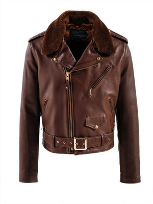 Schott P656H Horsehide Motorcycle Jacket with Detachable Collar