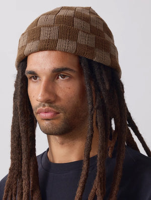 Service Works Brown Chunky Check Beanie