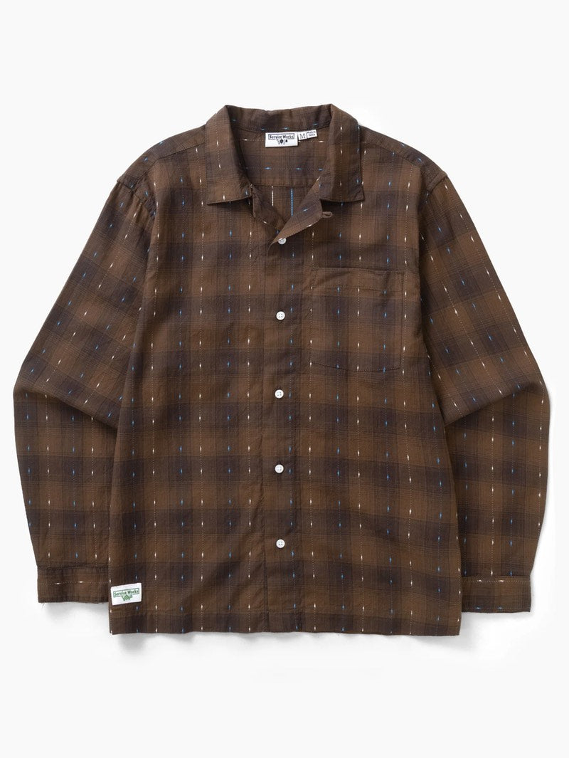 Service Works Brown Drag Stitch Resort Shirt