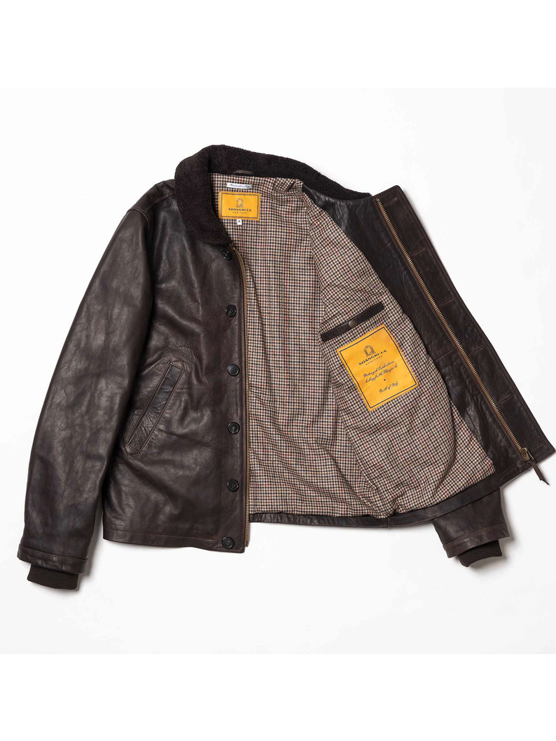 Shangri-La Heritage “Deck” N-1 Testa di Moro Leather Jacket
