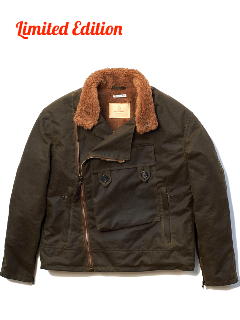 Shangri-La Heritage “Swedish” Army Green Motorcycle Waxed Canvas Jacket Limited Edition