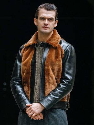 Shangri-La Heritage "Varenne" Black Horsehide Grizzly Jacket