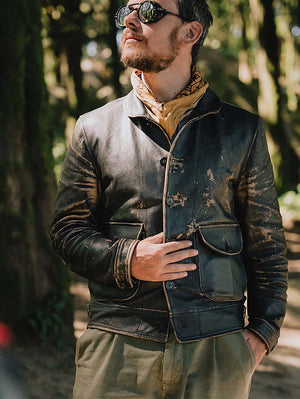 Shangri-La Heritage “Cossack” Black Tea-core Leather Jacket