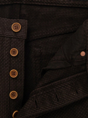 Studio D'Artisan 1914W Dark Brown Amami Oshima Mud-Dyed Sashiko Jeans