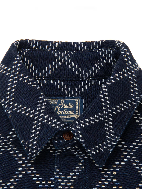 Studio D'Artisan 5728 Indigo Sashiko Shirt - Mildblend Supply Co