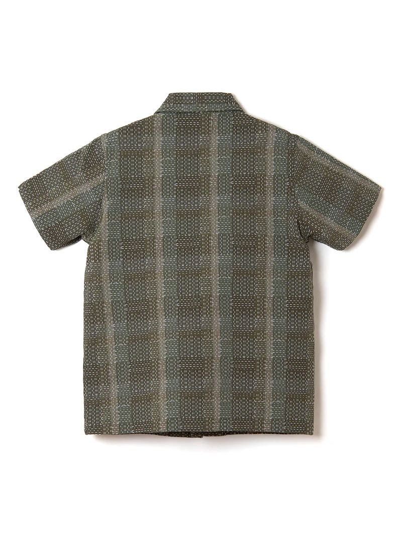Studio D'Artisan Army Green NORAGI SASHIKO Short-Sleeved Shirt