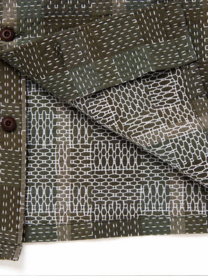 Studio D'Artisan Army Green NORAGI SASHIKO Short-Sleeved Shirt 5657