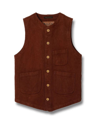 Studio D'Artisan Brown Amami Oshima mud-dyed sashiko vest 4637