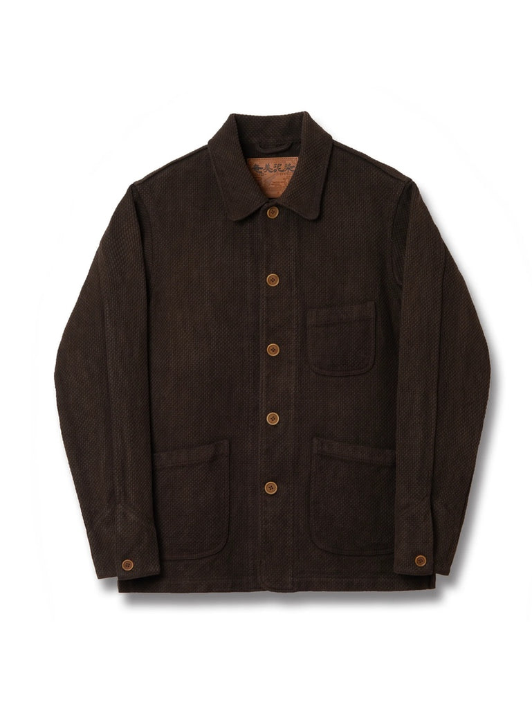 Studio D'Artisan Dark Brown Amami Oshima Mud-Dyed Sashiko Jacket