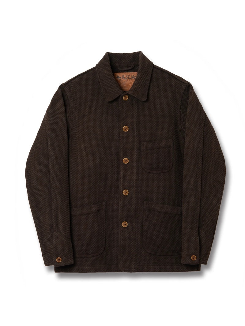 Studio D'Artisan Dark Brown Amami Oshima Mud-Dyed Sashiko Jacket 4632