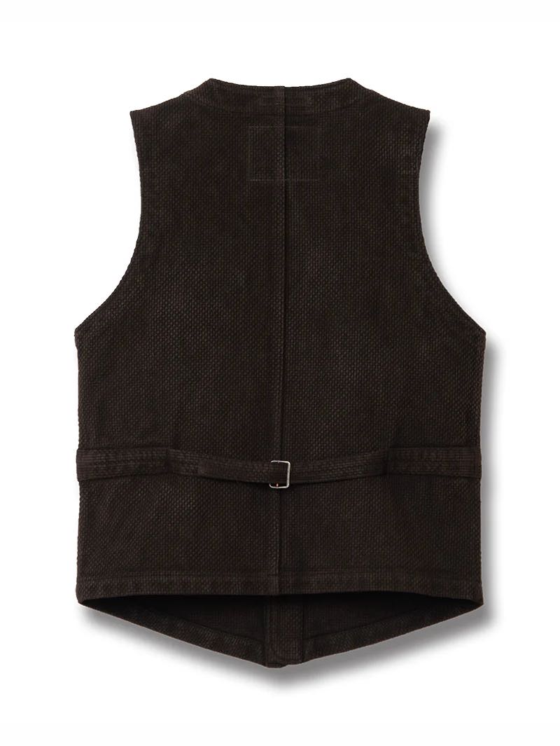 Studio D'Artisan Dark Brown Amami Oshima mud-dyed sashiko vest