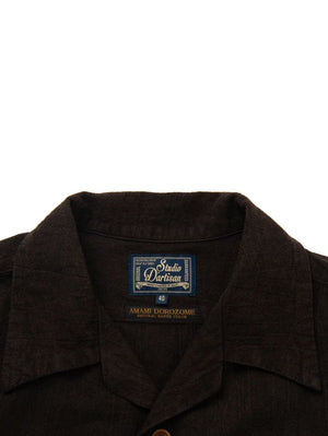 Studio D'Artisan Dark Brown Amami Oshima mud dyed shortsleeved shirt 5739