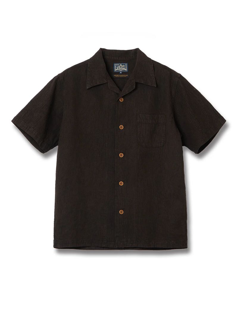 Studio D'Artisan Dark Brown Amami Oshima mud dyed shortsleeved shirt 5739