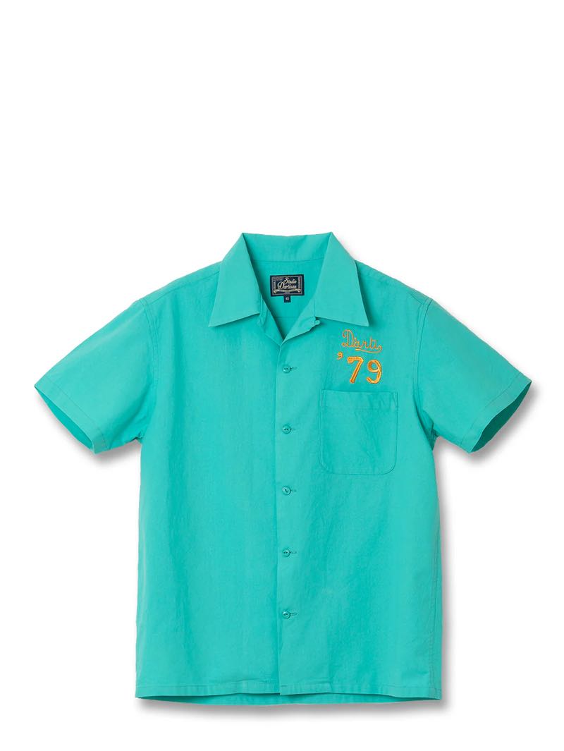 Studio D'Artisan Emerald Embroidered bowling shirt [5743]