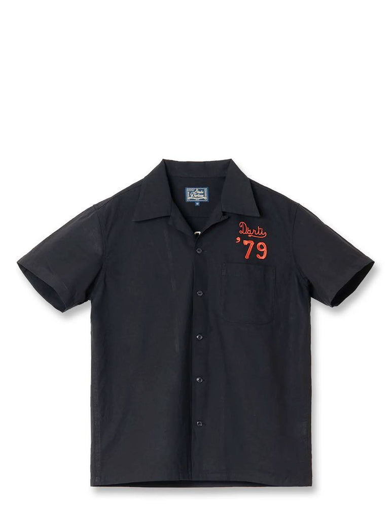 Studio D'Artisan Black Embroidered Bowling Shirt [5743