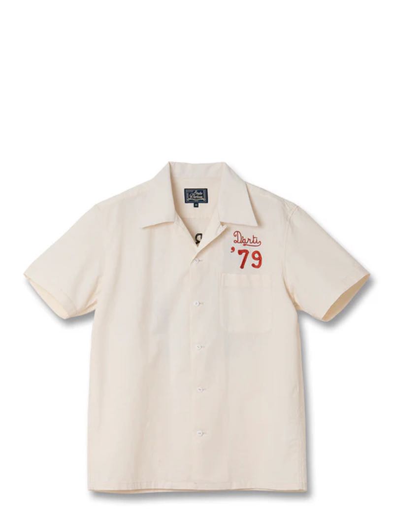 Studio D'Artisan Ivory Embroidered bowling shirt [5743]