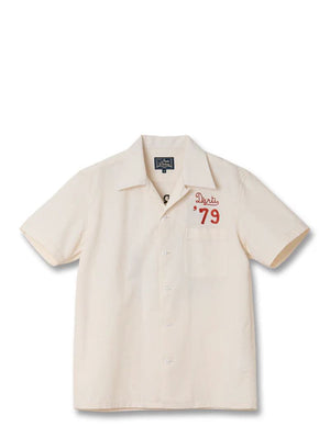 Studio D'Artisan Ivory Embroidered bowling shirt [5743]
